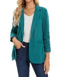 MINTLIMIT Blazer for Women Long Sleeves Suit Jacket One Button Closure Fashionable Trendy (Darkcyan XL)