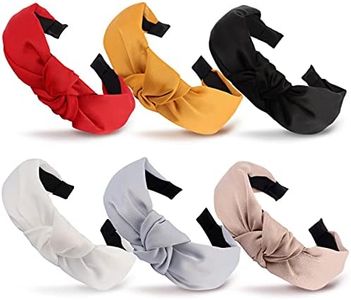 TOBATOBA Knotted Satin Headbands Pack - Cute Top Knot No Slip Headbands for Women, Girls Hair Accessories