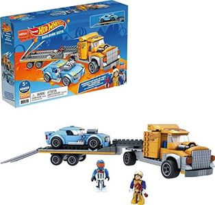 Mega Construx Hot Wheels coffret Twinduction voiture et transporteur à construire, jeu de briques de construction, 355 pièces, pour enfant dès 5 ans, GYG66
