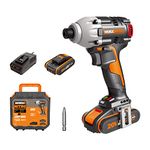 Worx Impact Driver 20V WX261, PowerShare, Variable Speed Control, LED Light, Compact and Lightweight, 2 Batteries