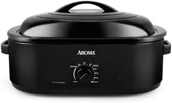 AROMA 18Qt. Roaster Oven with Self-Basting Lid, Fits 22-lb. Turkey, Adjustable Temperature Settings, Keep Warm Setting, Black (ART-718B)