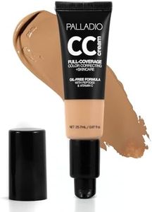 Palladio Full-Coverage Color Correction CC Cream, Oil-Free with Peptides & Vitamin C, Buildable Foundation Coverage (Tan 40W, Warm Undertone),0.87 Fl Oz (Pack of 1)