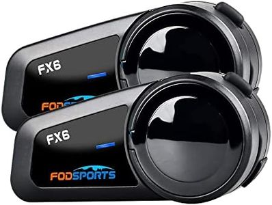 Fodsports FX6 Motorrad Bluetooth Headset 2 Packung, Motorradhelm Intercom mit 40mm HD Lautsprecher, Gegensprechanlage mit Mehrfache Rauschunterdrückung, Kommunikationssystem für 6 Fahrer mit 1000m