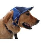 Dog's Baseball Cap UV Protection Hat with Ear Holes and Adjustable Buckle Outdoor Visor Cap for Medium Large Dog (for Neck Size 38-45cm(15-17.7 inch), Blue)