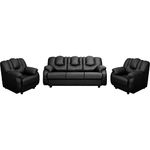 FUNTERIOR 5 Seater Leatherette Black Sofa