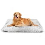 Nepfaivy Large Dog Bed Washable - Calming Dog Crate Mat Bed for Large Dogs, Fluffy Pet Pillow Bed for Dogs, L(36.6''x 25.6''), Gradient Grey