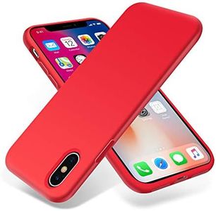 OTOFLY for iPhone X Case, [Silky and Soft Touch Series] Premium Soft Silicone Rubber Full-Body Protective Bumper Case Compatible with Apple iPhone X(ONLY) - Red