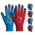 KAYGO Kids Gardening Gloves 4 Pairs - Polyester Seemless knitted with Latex Sandy Finish Coating, KGKID100, Ideal for kids gardening, DIY,Light duty works, and outdoor activities (XXXXS (Age 3-5))