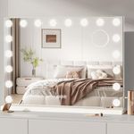 Dripex Hollywood Vanity Mirror with Lights, 80×60 cm Large Makeup Mirror with 18 Dimmable LED Bulbs, 3 Lighting Modes, Type-C and USB Output Port, Tabletop or Wall Mounted Light Up Mirror For Bedroom