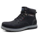 LEOSS ORIGINAL Mens Winter Boots Casual Shoes Winter Synthetic Leather Shoes, black, 10 UK