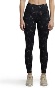 Jockey MW68 Women's Microfiber Elastane Stretch Performance 7/8th Leggings with Back Waistband Pocket and Stay Dry Technology_Black Print_L