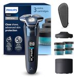 Philips Shaver Series 7000 - Wet & Dry Men's Electric Shaver with SkinIQ Technology, Razor with Pop-up Trimmer, Charging Stand, Travel Case, Quick Clean Pod and 4X Cartridges (Model S7885/63)