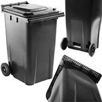 STORM TRADING GROUP 240 Litre Outdoor Wheelie Bin Grey/Black Standard Household Size Bin With Rubber Wheels For Trash and Rubbish