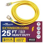 25ft Power Outdoor Extension Cord &