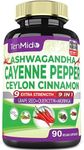 Cayenne Pepper Supplements Capsules 13200mg, 3 Months Supply & Ashwagandha, Ceylon Cinnamon, Grape Seed, Quercetin, Moringa, Ginkgo Biloba - Heart Wellness, Promotes Digestive Health -90 Caps