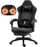 Dowinx Gaming Chair with Heated Massage Lumbar Support, Ergonomic Gaming Computer Chair with Pocket Spring Cushion and Footrest, Recliner High Back PC Chair for Adult, 330lbs, Black