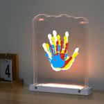 Family Handprint Ornament Kit - Personalized Gifts for New Parents, Family Gifts, Newborn Keepsake Baby Hand and Footprint Kit, New Mom & Shower Gifts, Non-Toxic Paint, Soft Night Light (White)