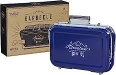 Gentlemen's Hardware Portable BBQ, Lightweight Suitcase-Style in Stainless Steel, Colour: Navy/Blue, 32 x 31.5 x 40 cm, GEN253. Grill and Coal Tray included.