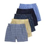 Polo Ralph Lauren Mens Classic Fit Woven Boxers 5 Pack, Muller Plaid/Cruise Navy/Rustic Navy/Summer Stripe/Sag Harbor, L