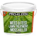 Pro-Kleen 4 in 1 Weed and Feed Lawn Treatment with Moss Killer - Greens Grass, Kills Weeds & Moss & Fertilises Grass - Apply from May-August - Covers up to 78m2 - (2.5kg)