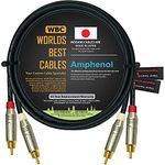 WORLDS BEST CABLES 3 Foot – Directional Quad High-Definition Audio Interconnect Cable Pair Custom Made Using Mogami 2534 Wire and Amphenol ACPR Die-Cast, Gold Plated RCA Connectors