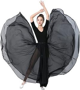 BACKGARDEN 720 Silky Sheer Chiffon Elastic Waist Long Dance Skirt for Belly Ballet Photography Performance Maxi Skirt, Black, 2-14