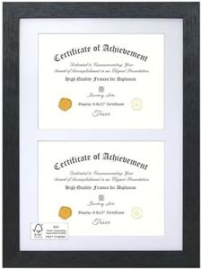 Boarding 14x20 Double Diploma Frame with Tempering Glass, Holds 2 * 8.5x11 Documents with Mat or 14 x 20 without, Wall Hanging Poster Frame, Black 1 Pack