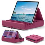 Tablet Pillow Holder, KDD Foldable iPad Stand for Lap, Bed and Desk -Tablet Soft Pad Dock with Pocket & Stylus Mount Compatible with iPad Pro 12.9, 10.5, 9.7 Air Mini 6 5 4 3, Kindle, E-Reader, Purple