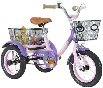 Empylynzar Kids Tricycle with Safety Features, Wide Anti-Skid Tires, Storage Basket, Soft Cushion Seat, Red (Purple)