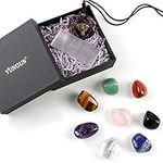 Yunoun Natural Chakra Stone for Crystal Healing Kits ，Reiki Healing Crystal Chakra Stones（Smooth * 8pcs+1pcs）