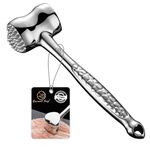 Meat Tenderizer Stainless Steel - Premium Classic Meat Hammer - Kitchen Meat Mallet - Chicken Veal Cutlets Meat Tenderizer Tool - Meat Pounder Flattener - Non-SLIP Grip-5 years Warranty - Love Edition