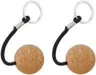 Mozeat Lens 2Pcs 35mm Floating Cork Ball Floating Key Chain for Boating Boat Key Floating Keychain for Kayaking Boating Fishing Kite Surfing Sailing Kayak, Brown