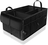 ZENO Car Boot Organiser Bag | Car Boot Tidy Storage | Collapsible Heavy Duty Trunk | Portable Multi Compartment Shopping Holder | Non Slip & Adjustable Securing | Black