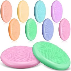 Libima 8 Pcs Wiggle Seat for Sensory Kids Inflated Wobble Cushion Sensory Seat Flexible Seating for Classroom, Balance Disc with Needle Pump Wobble Cushion for Kids (Morandi Dual Massage Sides)