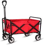 Heavy Duty Collapsible Folding Wagon Utility Outdoor Camping Beach Cart with Universal Wheels & Adjustable Handle