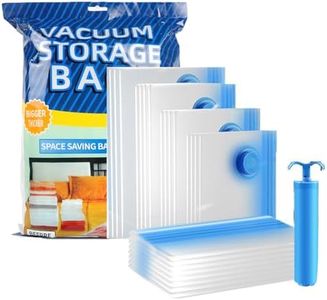 Vacuum Storage Bags Space Saver 8-Pack, 2 Extra Large/2 Large/2 Medium/2 Small Save 80% Space - Vacuum Sealed Bags for Comforters, Blankets, Bedding,Pump for Travel