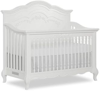 Evolur Aurora 5-in-1 Convertible Full Size Baby Crib, Frost White | Wooden Nursery, 3-Position Mattress Support, Converts to Toddler, Day and Full Size Bed, Queen Anne Feet, BSA Verified