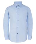 Calvin Klein Boys' Long Sleeve Slim Fit Dress Shirt, Button-Down Style with Cuffs & Shirttail Hem, Ice Bay, 16