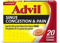 Advil Sinus Congestion and Pain, Sinus Relief Medicine, Pain Reliever and Fever Reducer with Ibuprofen and Phenylephrine HCl - 20 Coated Tablets