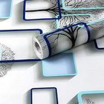 WOW Interiors Blue and White Square 400*45CM L*W - 18SQFT Approx PVC SELF Adhesive Wallpaper-(4k_3004)