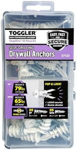 TOGGLER 57125 Self Drilling Snapskru Drywall Anchors with Screw 50-Pieces Pack