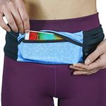 3 Pocket Adjustable Running Belt Waist Pack, Fanny Pack For Working Out With Sweat Resistant Backing, Holds All iPhone Models, Open Water/Black, Large/XL, 3 Pocket Running Belt Version 1