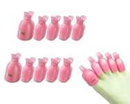 LORJE 10 PCS Nail Polish Remover Clips, Toe nail Gel Acrylic Nail Polish Remover Clips Wrap Cleaner Clip Caps (Pink)