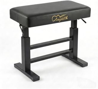 Augioth Hydraulic Piano Bench with Adjustable Height, Ergonomic Keyboard Stool for Adults & Kids, Heavy-Duty Steel Frame with Memory Foam & Scratch-Resistant Leather, Fits Grand/Upright Pianos（Black）