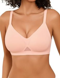 Avidlove Wireless Bra with Soft Support Full Coverage Tshirt Bra for Women with Padded Everyday Bra Light Pink XXL