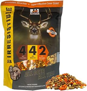 Herron Outdoors 4-4-2 Protein Pellets, Whole Corn & Blaze Orange- Deer Attractants for Whitetail Deer, and Feed Bait for All Hunters All Seasons- 5Ibs