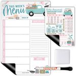 Truck Magnetic Weekly Meal Planner Dry Erase Board for Refrigerator - Magnetic Meal Planner for Refrigerator Dry Erase, Weekly Dinner Menu Board for Kitchen Conversion Chart Magnet, Grocery List