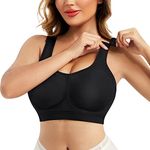 CYDREAM Wireless Bra for Women Adjustable Post Surgery Support Compression Breast Mastectomy Augmentation Seamless Sports Bra, Black, XS