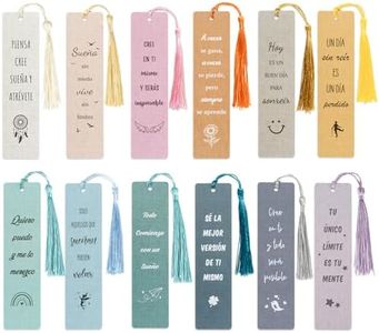 GEBETTER 12Pcs Marcapáginas Español Motivadores con Borlas, Marcadores de Libros Frases Motivacionales, Punto de Libro Inspirador, Marca Páginas Regalo Mujer Hombre Niños Cumpleaños Graduación Navidad