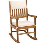 Deuba Rocking Chair Including Cushion | Acacia Wood | Traditional Nursing Chair for Nursery | Outdoor, Garden, Terrace, Patio, Balcony, Camping, Picnic Wooden Armchair